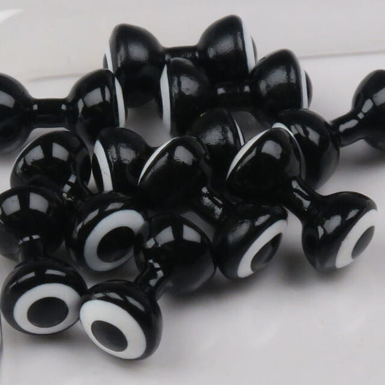 Hareline Double Pupil Lead Eyes, Black w/ White and Black