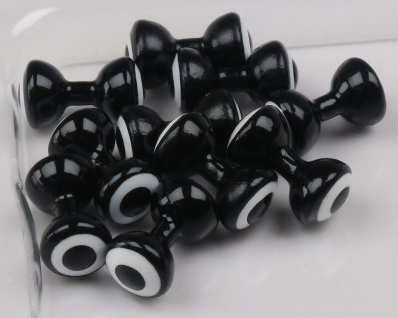 Hareline Double Pupil Lead Eyes, Black w/ White and Black