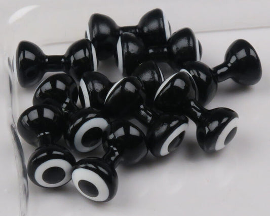 Hareline Double Pupil Lead Eyes, Black w/ White and Black