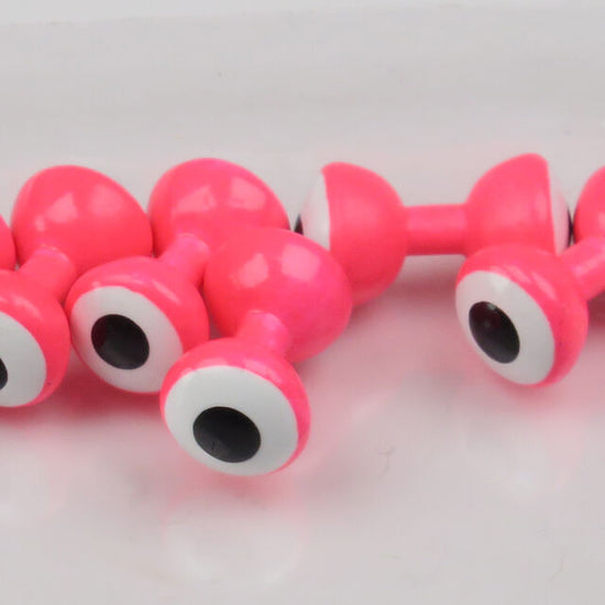 Hareline Double Pupil Lead Eyes, Hot Salmon Pink w/ White and Black