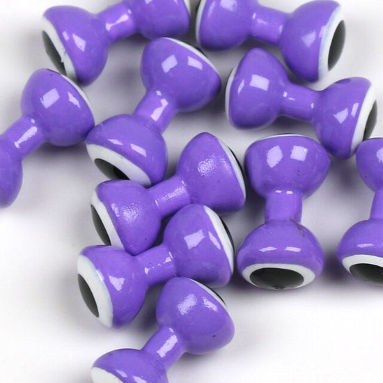 Hareline Double Pupil Lead Eyes, Purple w/ White and Black