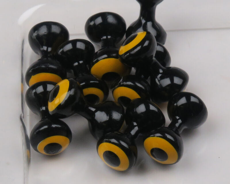 Hareline Double Pupil Lead Eyes, Black w Yellow and Black