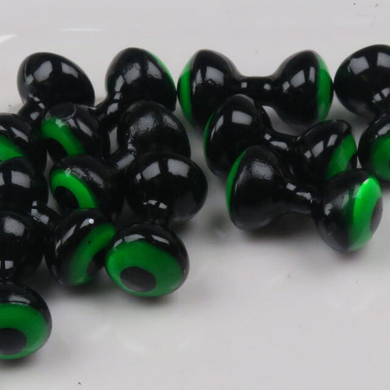 Hareline Double Pupil Lead Eyes, Black w/ Fl. Chartreuse and Black