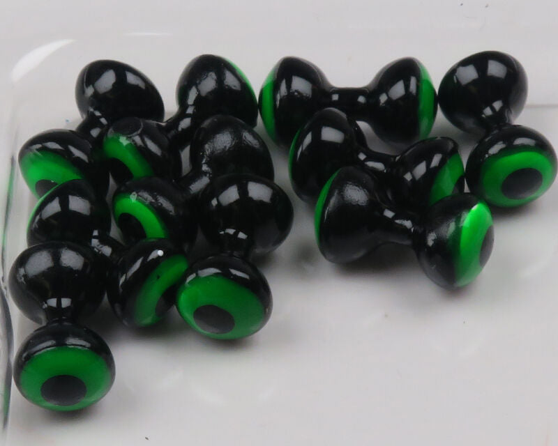 Hareline Double Pupil Lead Eyes, Black w/ Fl. Chartreuse and Black