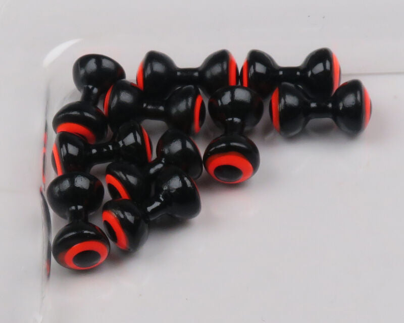 Hareline Double Pupil Lead Eyes, Black w/ Fl. Orange and Black