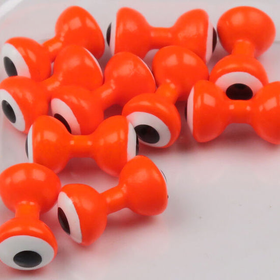 Hareline Double Pupil Lead Eyes, Fl. Orange w/ White and Black