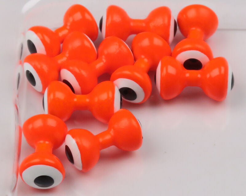 Hareline Double Pupil Lead Eyes, Fl. Orange w/ White and Black