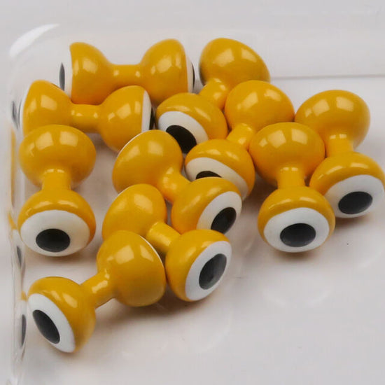 Hareline Double Pupil Lead Eyes, Yellow w/ White and Black