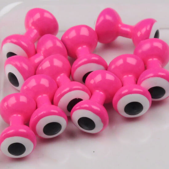 Hareline Double Pupil Lead Eyes, Fl. Pink w/ White and Black