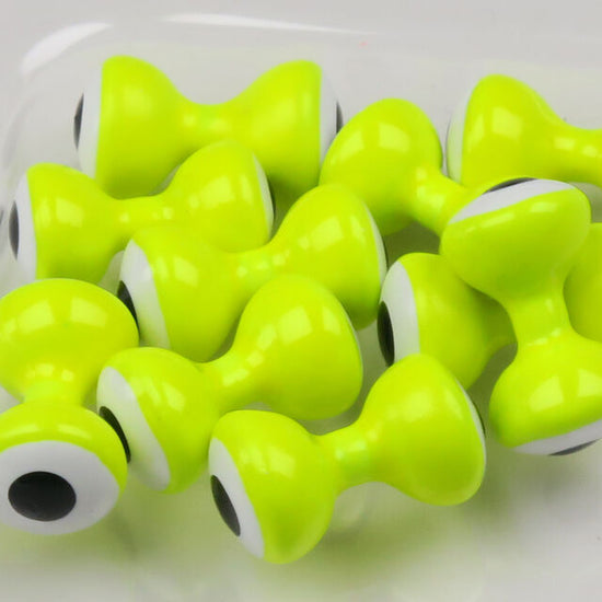 Hareline Double Pupil Lead Eyes, Chartreuse w/ White and Black