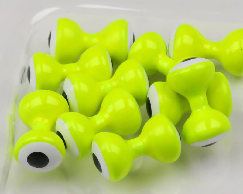 Hareline Double Pupil Lead Eyes, Chartreuse w/ White and Black