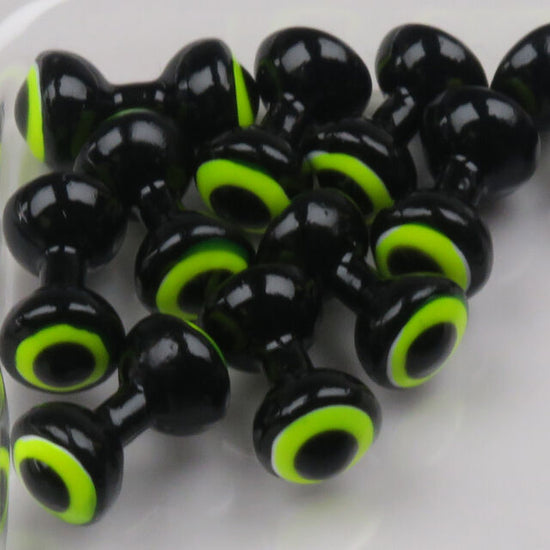 Hareline Double Pupil Lead Eyes, Black w/ Yellow Chartreuse and Black