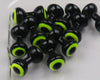 Hareline Double Pupil Lead Eyes, Black w/ Yellow Chartreuse and Black