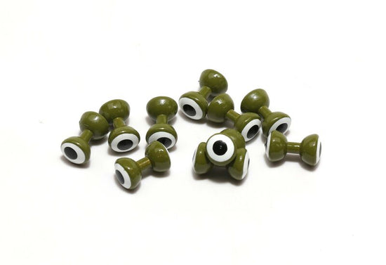 Hareline Double Pupil Lead Eyes, Olive w/ White and Black