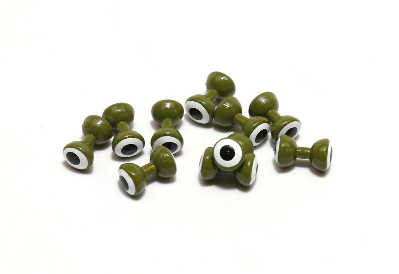 Hareline Double Pupil Lead Eyes, Olive w/ White and Black