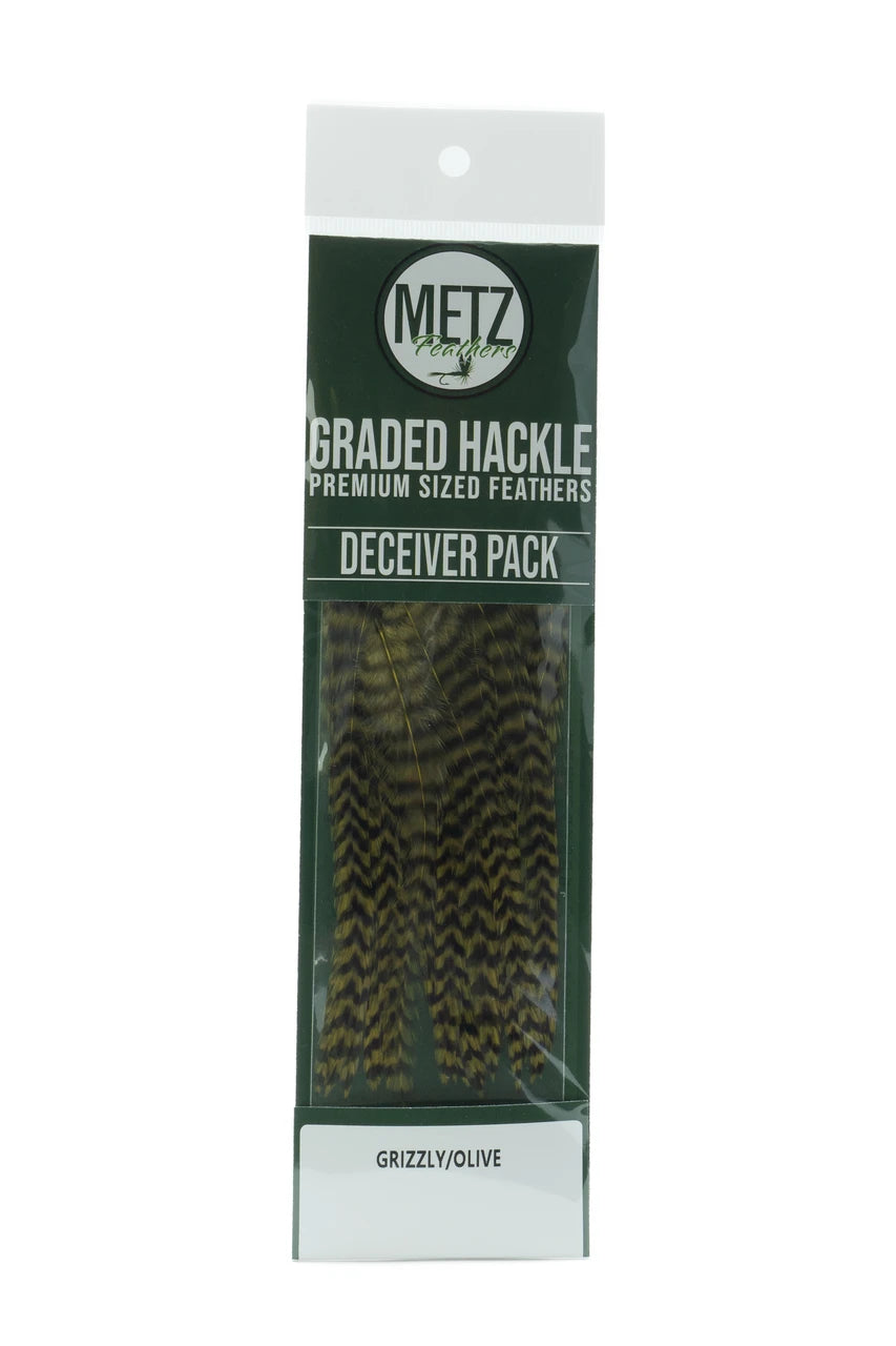 Metz Hackle Deceiver/Streamer Pack Grizzly Olive