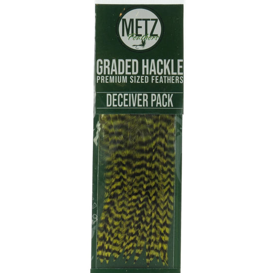 Metz Hackle Deceiver/Streamer Pack Grizzly Chartreuse