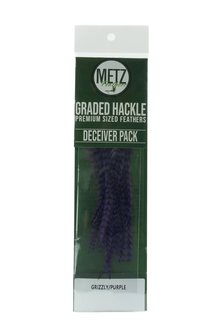 Metz Hackle Deceiver/Streamer Pack Grizzly Purple