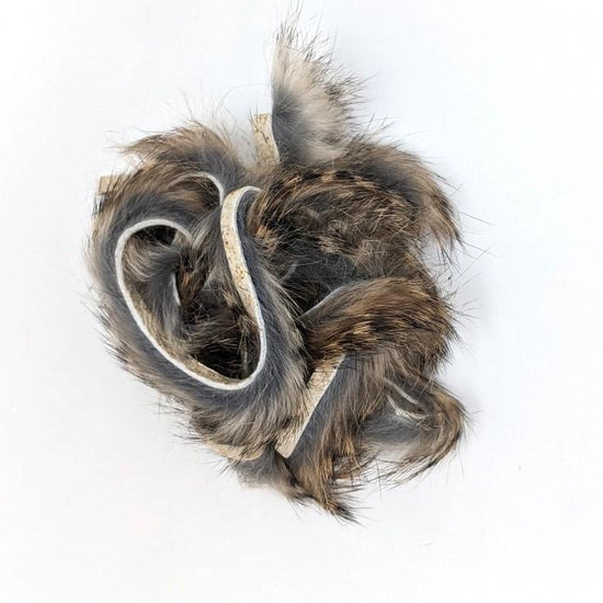 Hareline Black Barred Rabbit Strips Grizzly