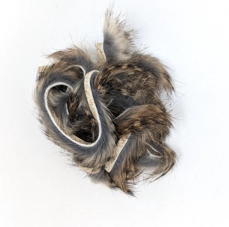 Hareline Black Barred Rabbit Strips Grizzly