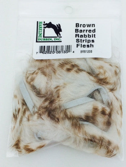 Hareline Brown Barred Rabbit Strips Flesh