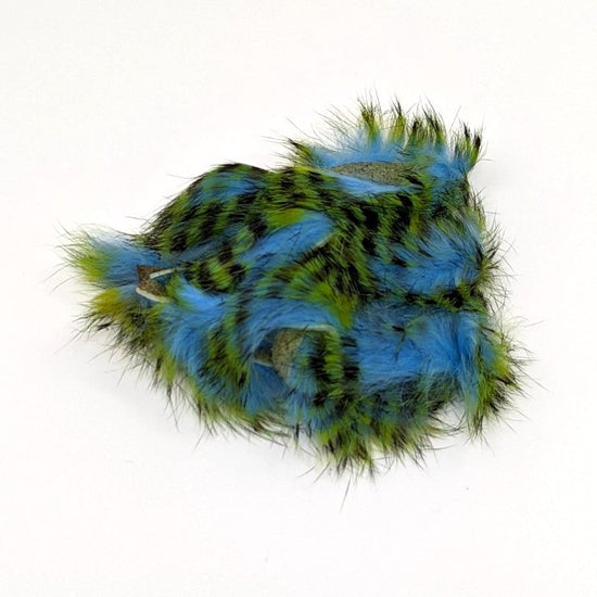 Hareline Tiger Barred Rabbit Strips Black Barred Key Lime Baby Blue