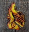 Hareline Tiger Barred Rabbit Strips Black Orange over Yellow