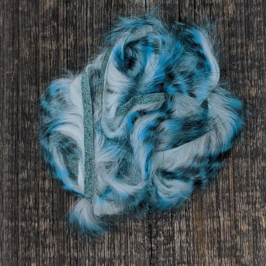 Hareline Tiger Barred Rabbit Strips Blue Black over White
