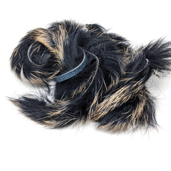 Hareline Shimmer Rabbit Strips Black w/ Gold Shimmer