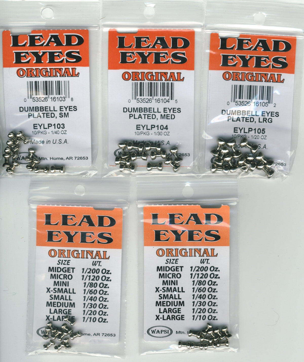 Hareline Nickel Plated Lead Dumbbell Eyes